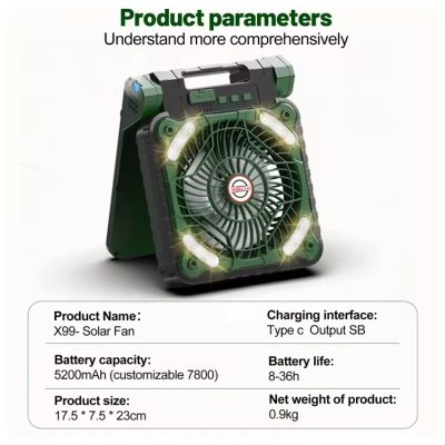 Battery Operated Powered Solar Fan MD-X99 - Image 6